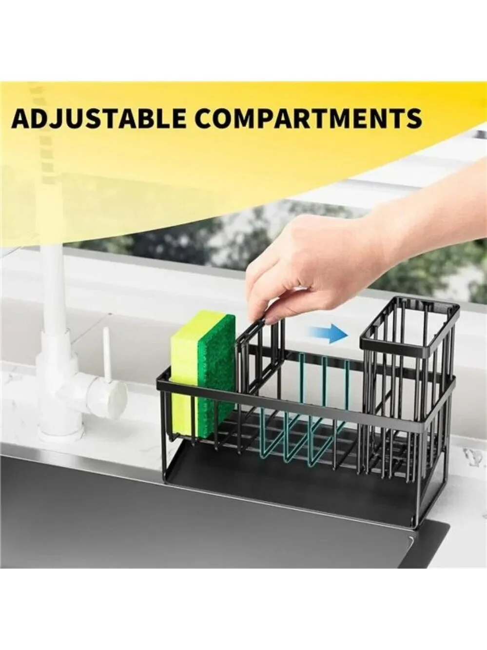 Cisily Stainless Kitchen Sink Caddy Organizer with Brush Sponge Holder Rack